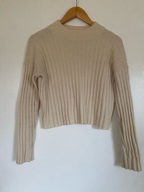 Joie Cozy Ribbed Crop Sweater - Cream
